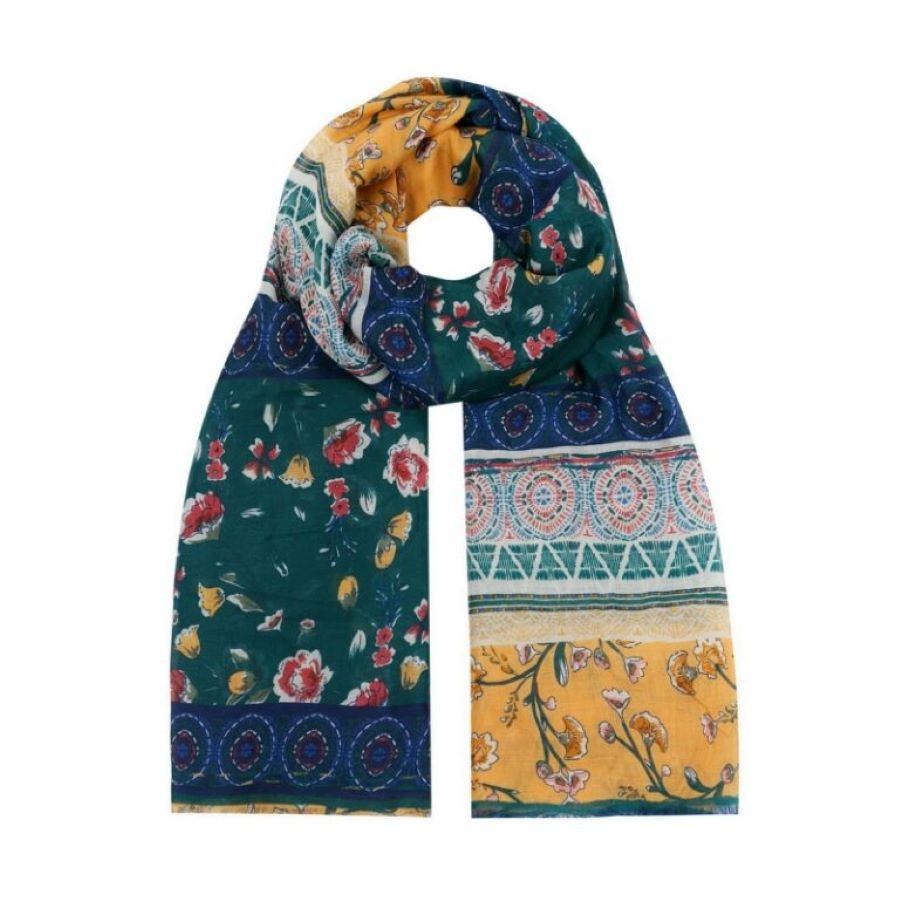 Scarf - Blue & Yellow Floral Panel