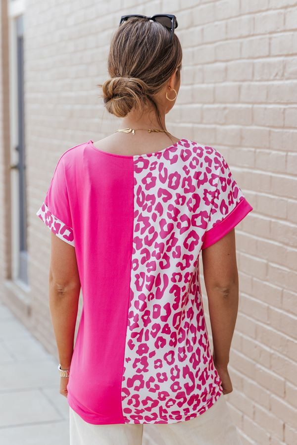 Pink Leopard Print Top