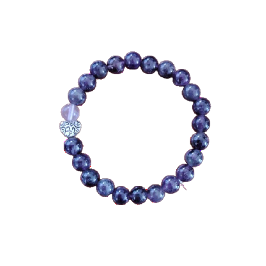 Natural Stone Amethyst Heart Bracelet