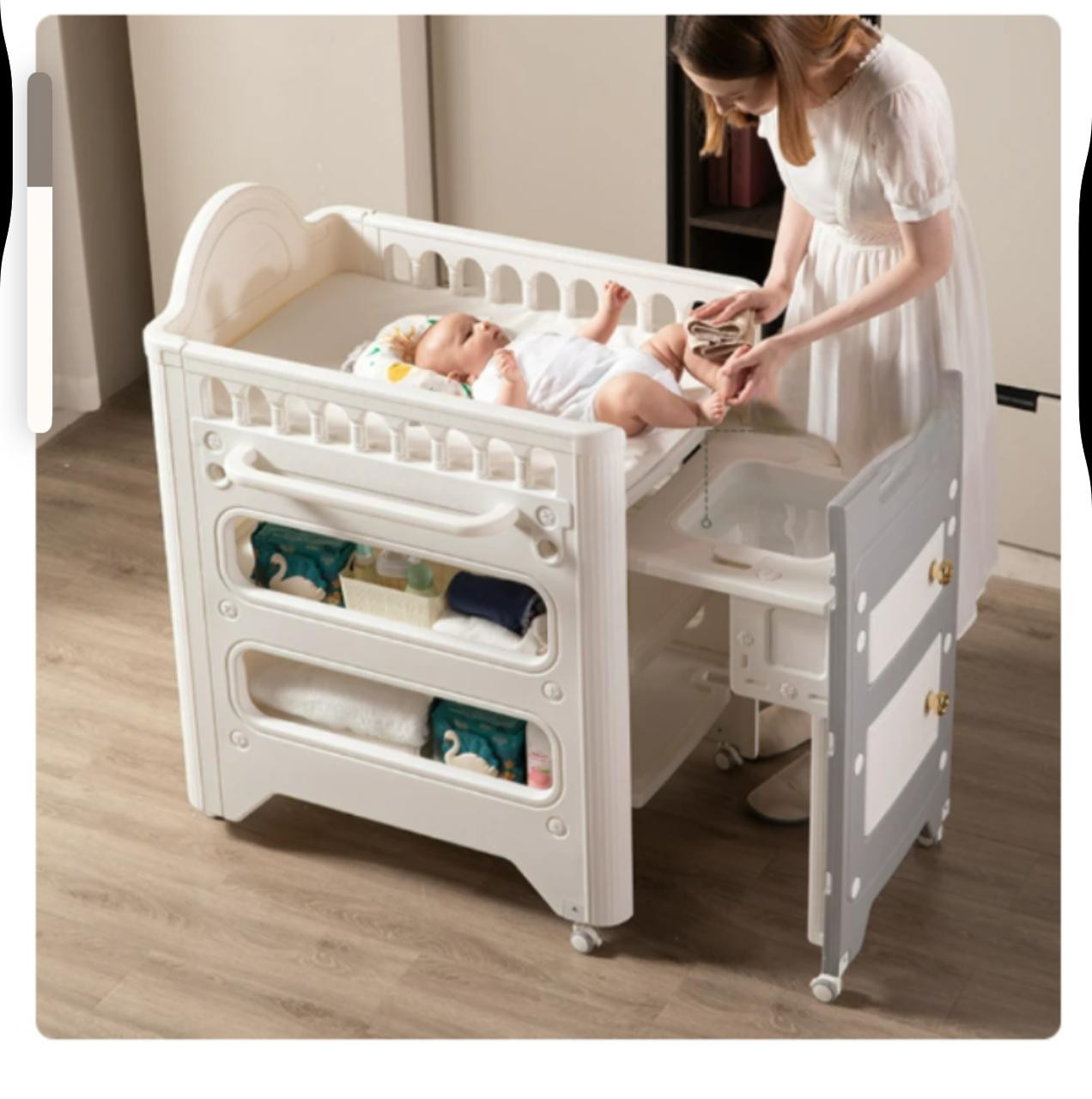 Multi Functional Pull Out Diaper Changing Table with Telescopic Shelves